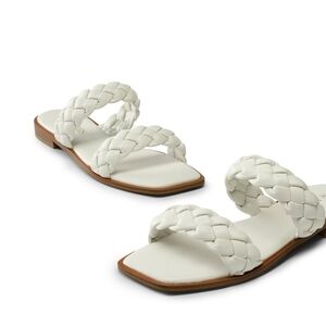 NEW DREAM PAIRS Women's 6.5 Braided Sandals Slip on Slides - Square Toe, Dressy